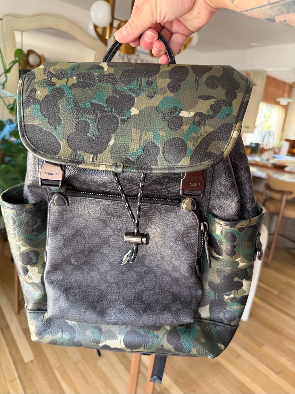Coach League Flap Backpack in Signature Canvas with Camo Print – C9734